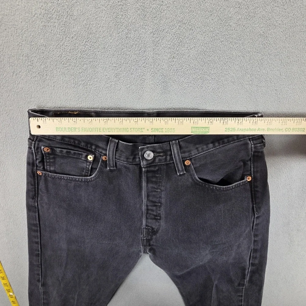 Levis 501‎ Jeans Mens Gray Charcoal Wash Straight Regular Button Fly Fits 30x27